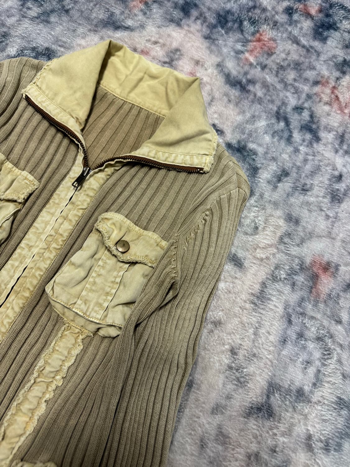 Unknown grunge ribbed knit zip up 상품이미지4