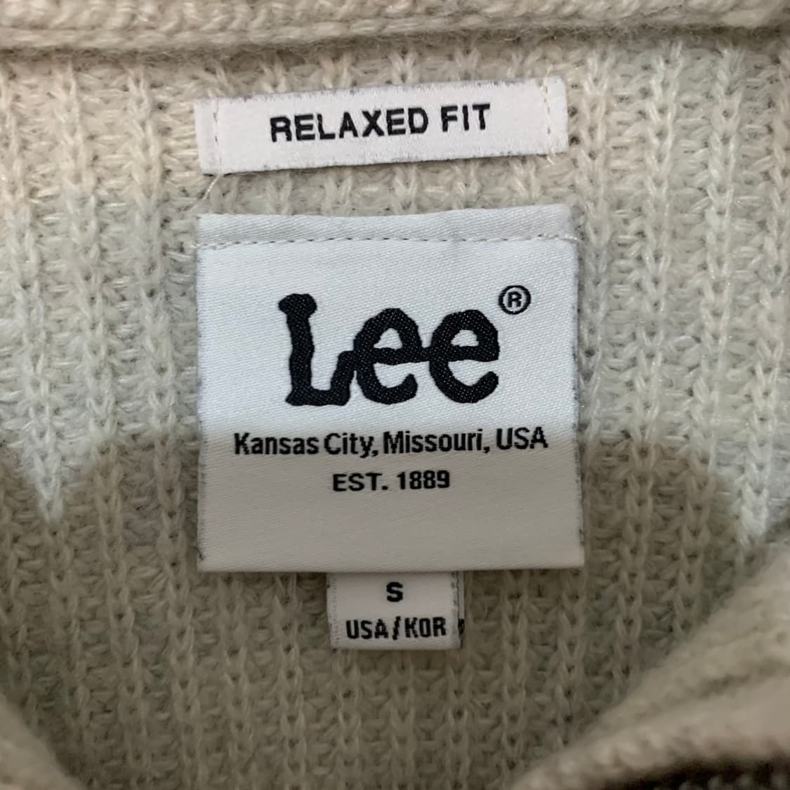 S LEE 리 쿼터 하프 반집업 오트밀 니트 상품이미지6