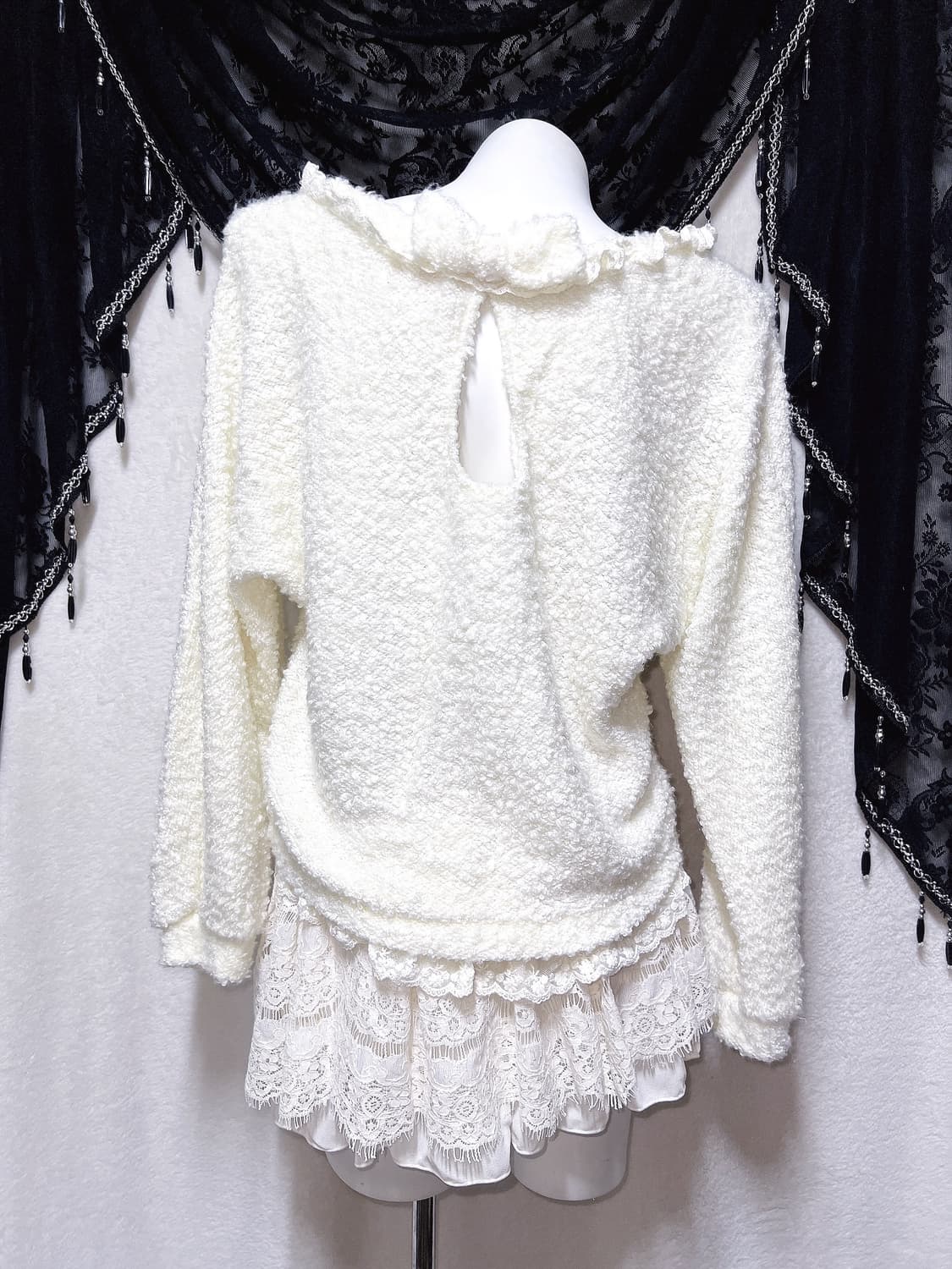 리즈리사 달천깔 라떼갸루 히메 로맨틱 로걀 백리본 뽀글이 니트 핀터 희귀 상품이미지7