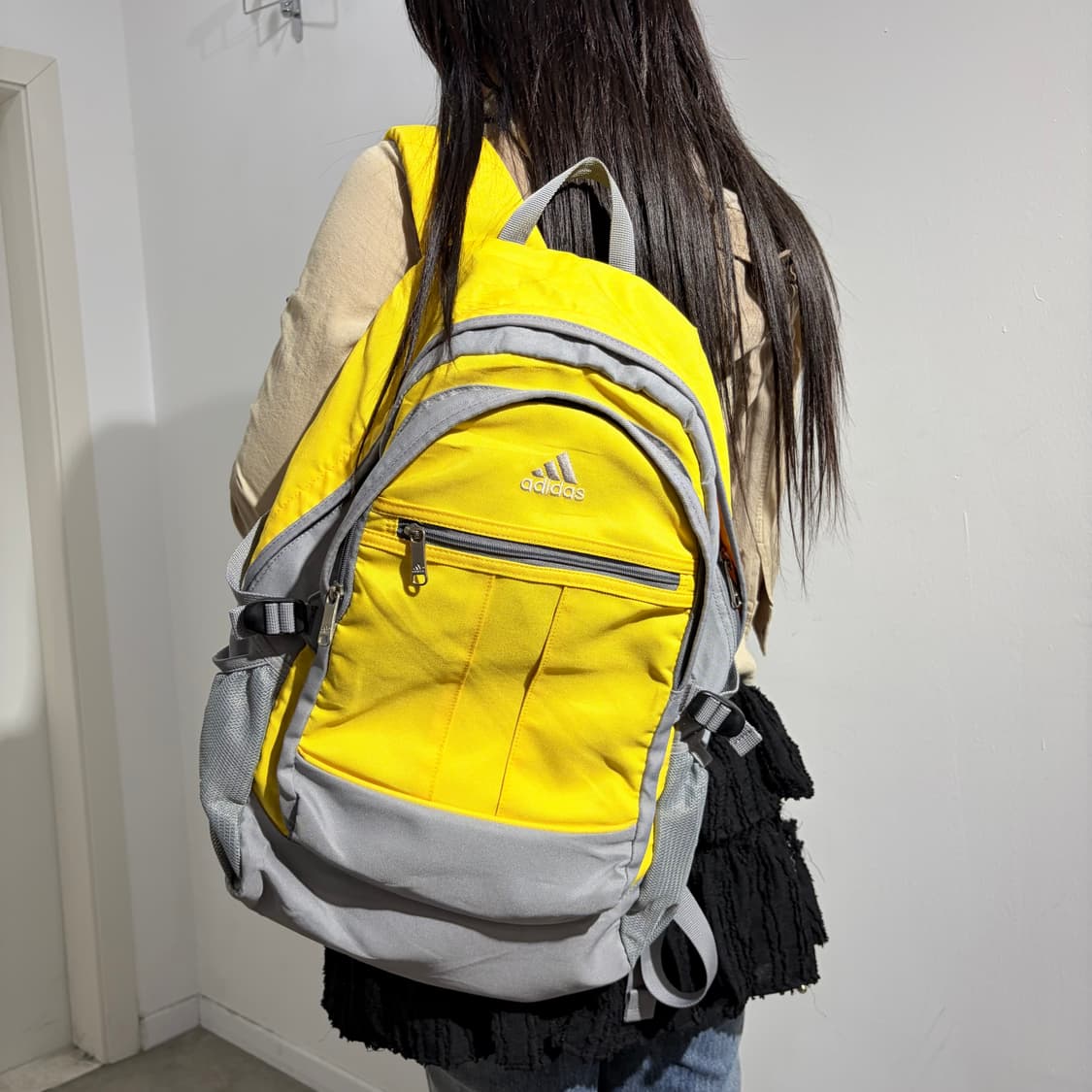 00s 아디다스 노랑색 그레이 백팩 가방 상품이미지1