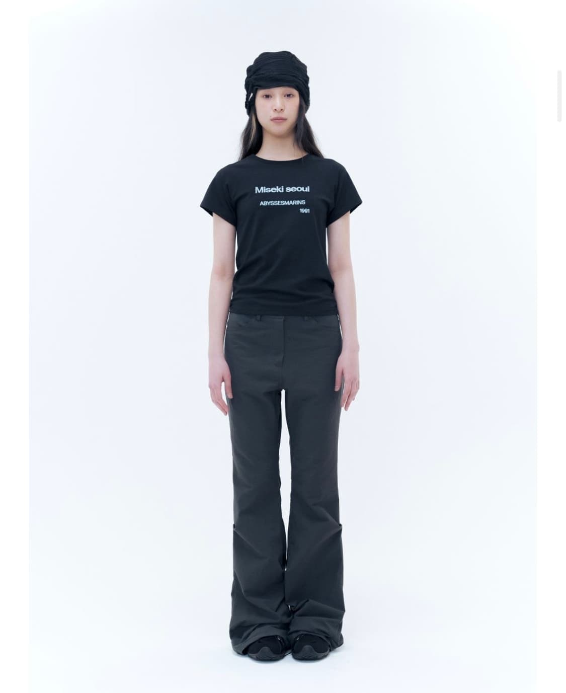 Cotton shirring bootscut pants CHARCOAL 상품이미지1
