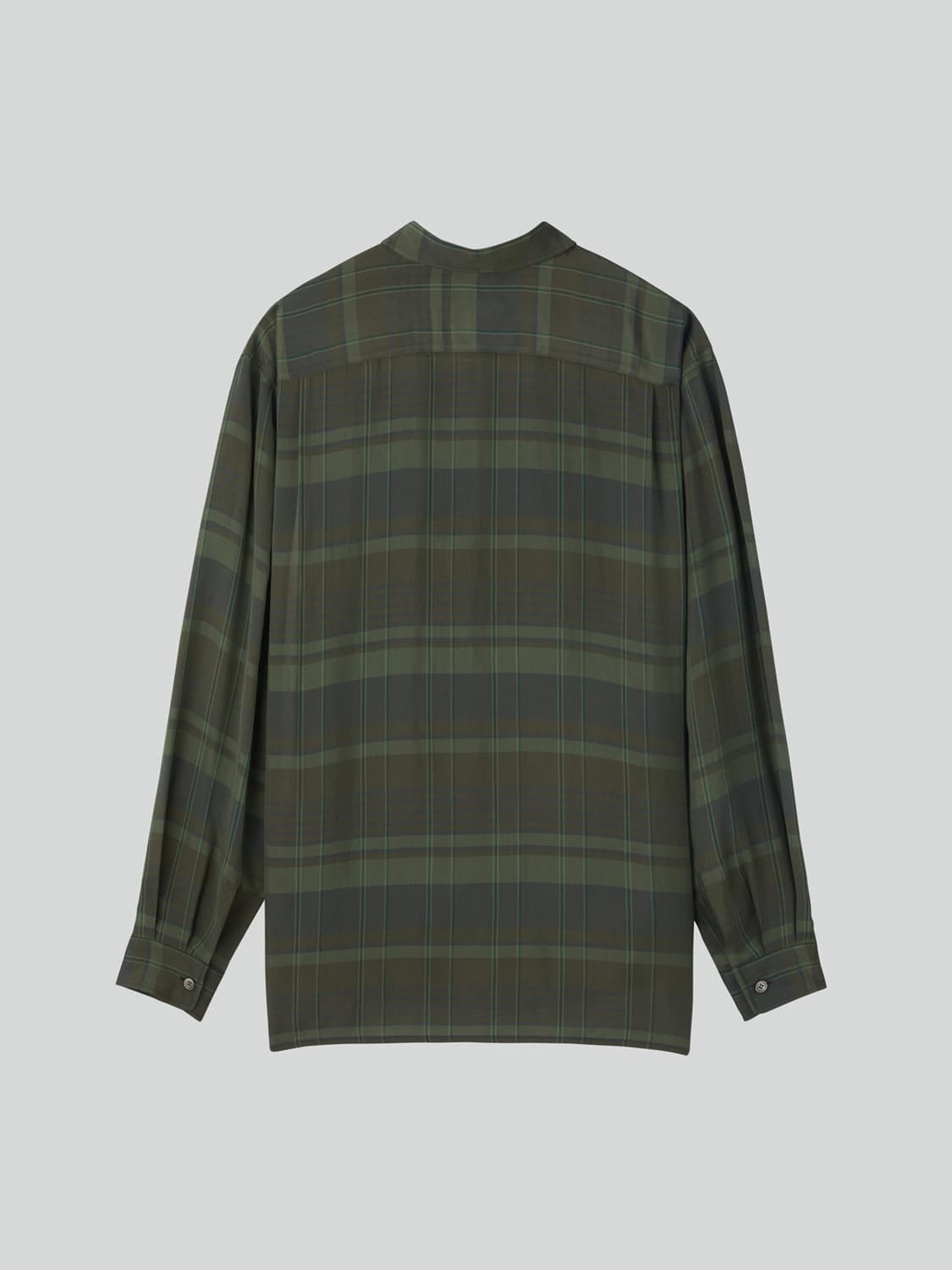 렉토 26SS 제이콥 비스코스 체크 셔츠 다크 그린 상품이미지5