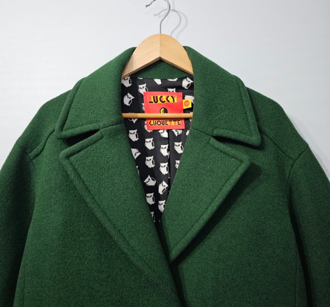 럭키슈에뜨 그린 오버핏 울 코트 ~44반 상품이미지3