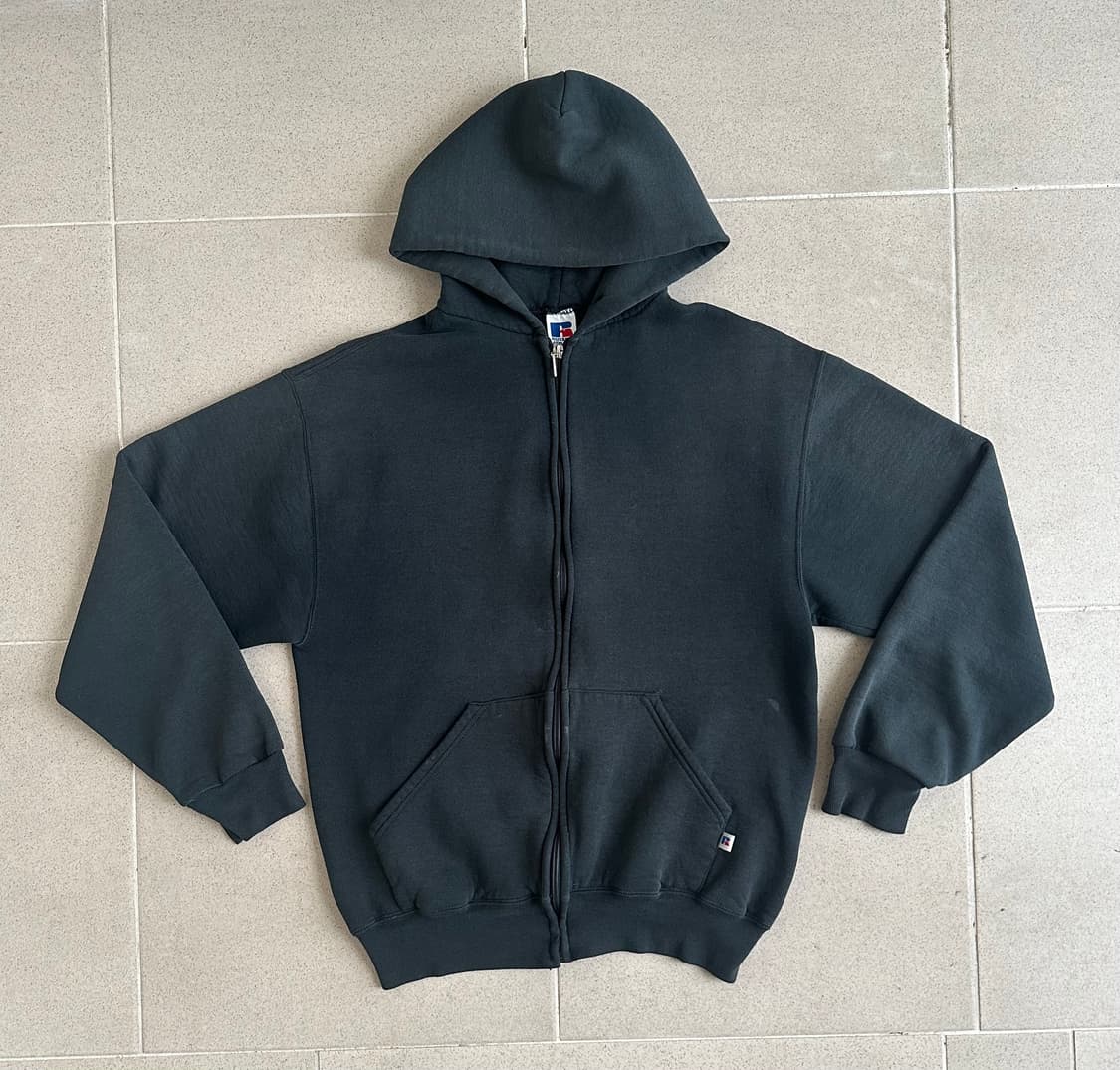 90s 빈티지 러셀 후드집업 블랙 M 상품이미지1