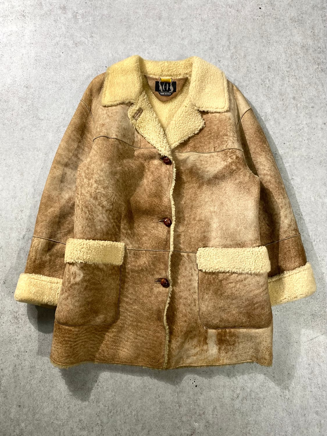 [M] 90s PEPE 이태리메이드 양가죽 시어링 레더코트 상품이미지2