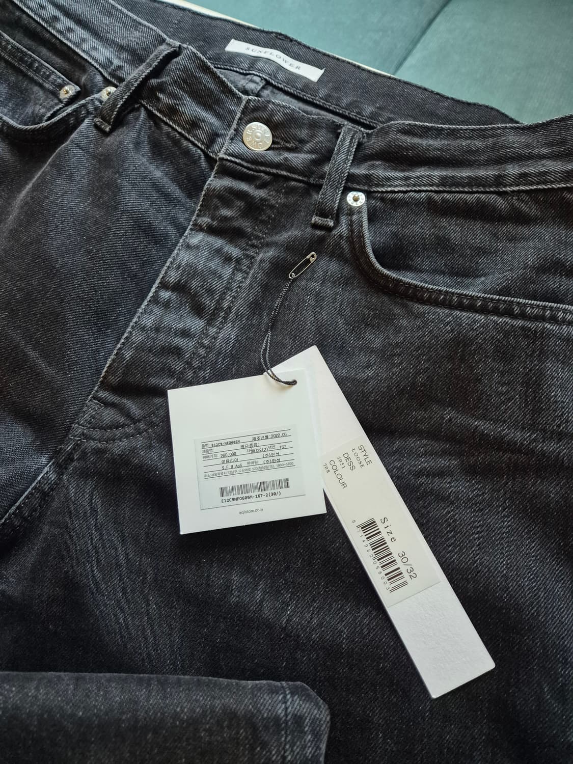 선플라워 루즈 데님 워시드 블랙 30 상품이미지2