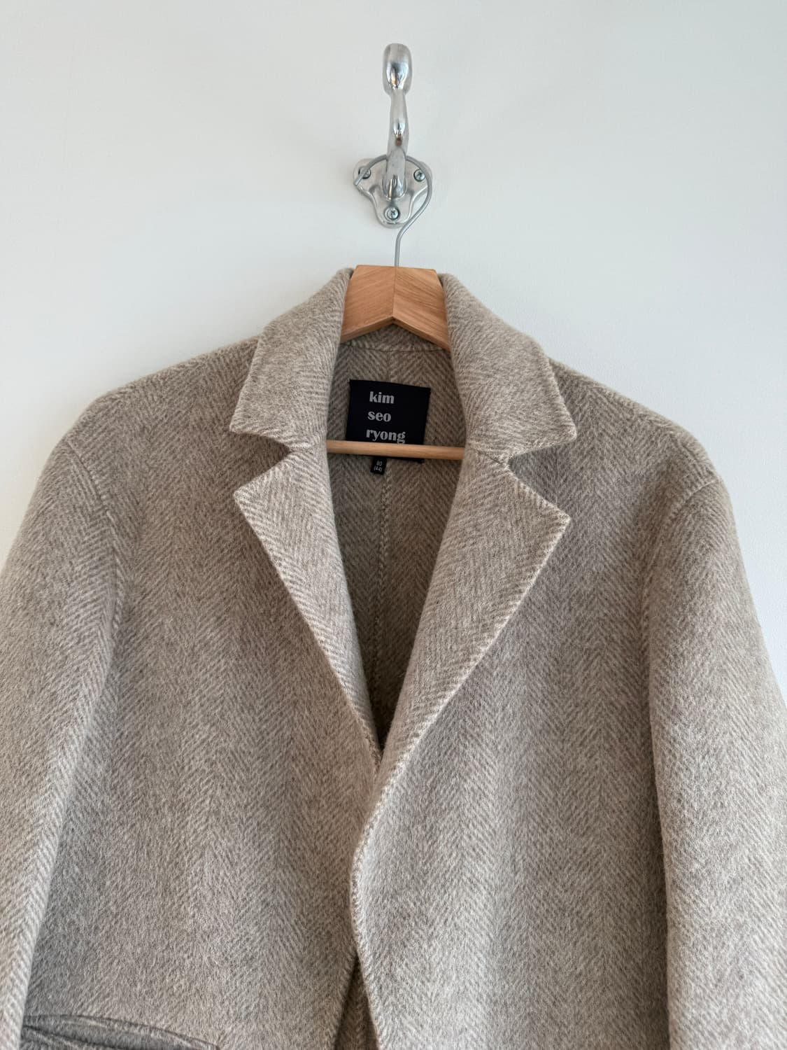 Kim seo ryong 울&알파카 헤링본 논버튼 자켓 상품이미지2