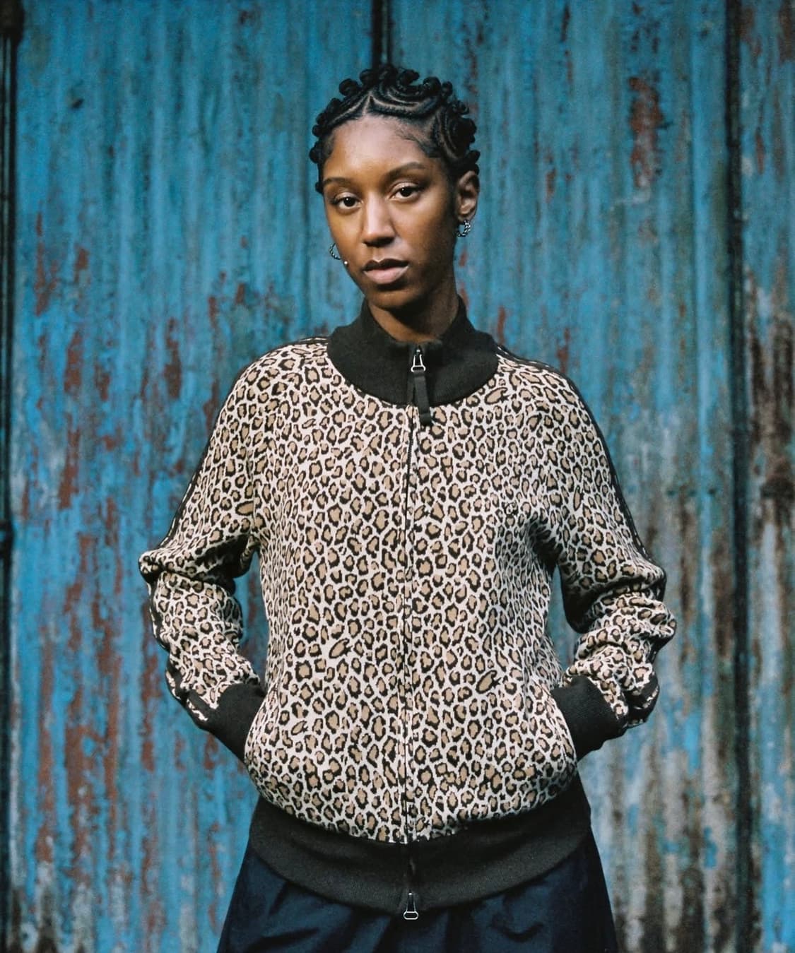 M) 코르테이즈 VVS 레오파드 호피 자카드 니트 집업 트랙 자켓 상품이미지1