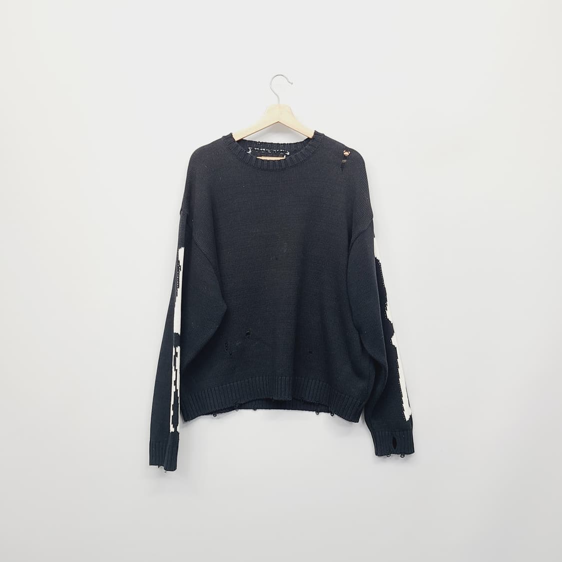 [정품] 캐피탈 5G 코튼 본 크루넥 스웨터 블랙 3사이즈 상품이미지2