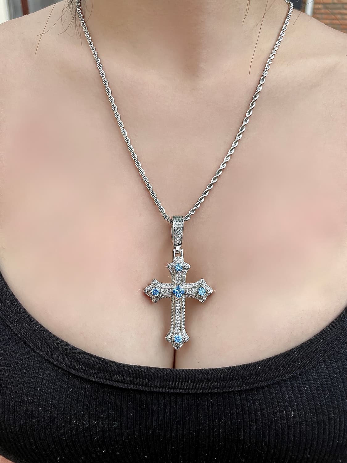pcr053 Blue the cross cubic necklace 상품이미지2