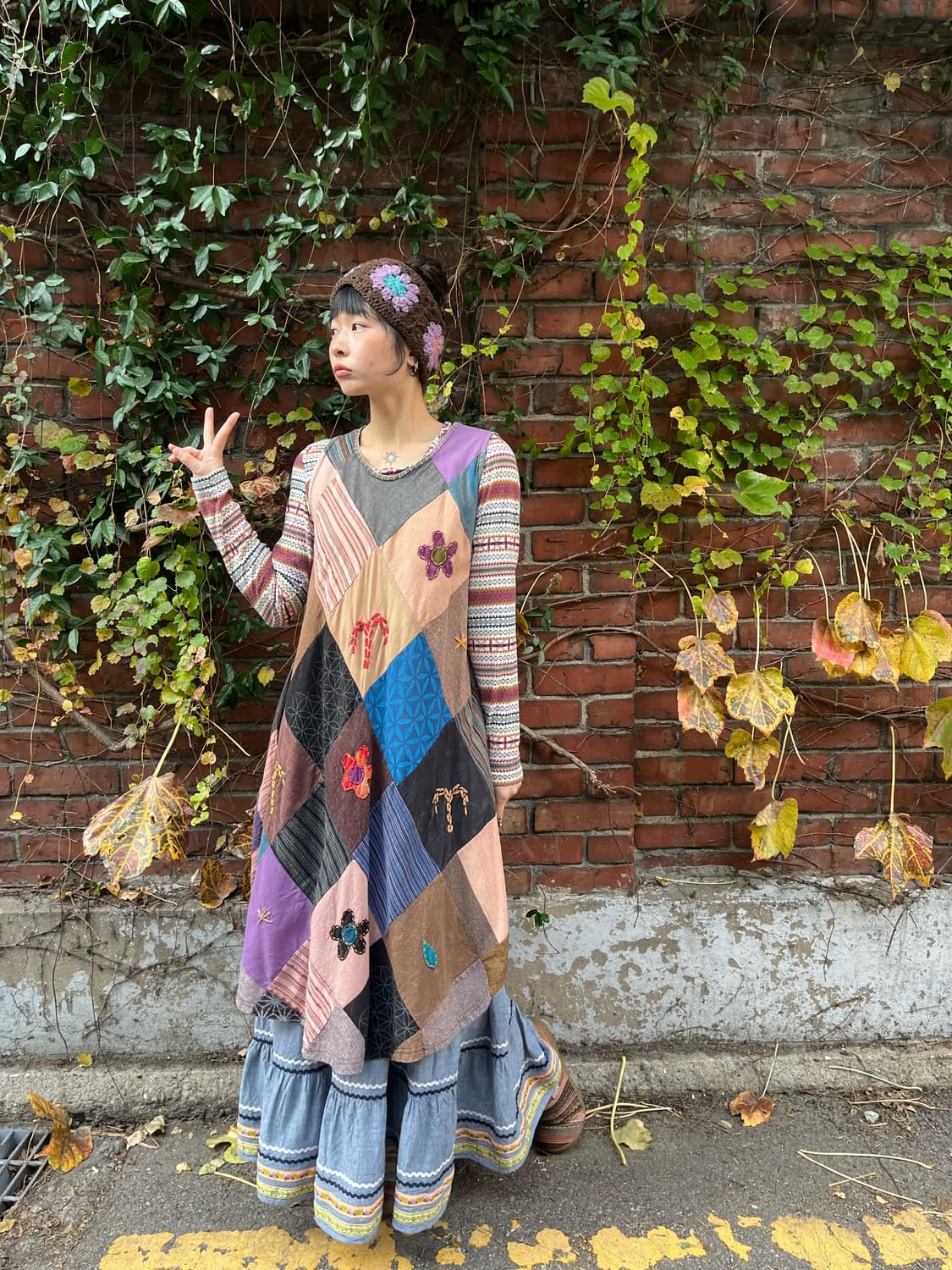 빈티지 히피무드 패치 원피스 상품이미지3