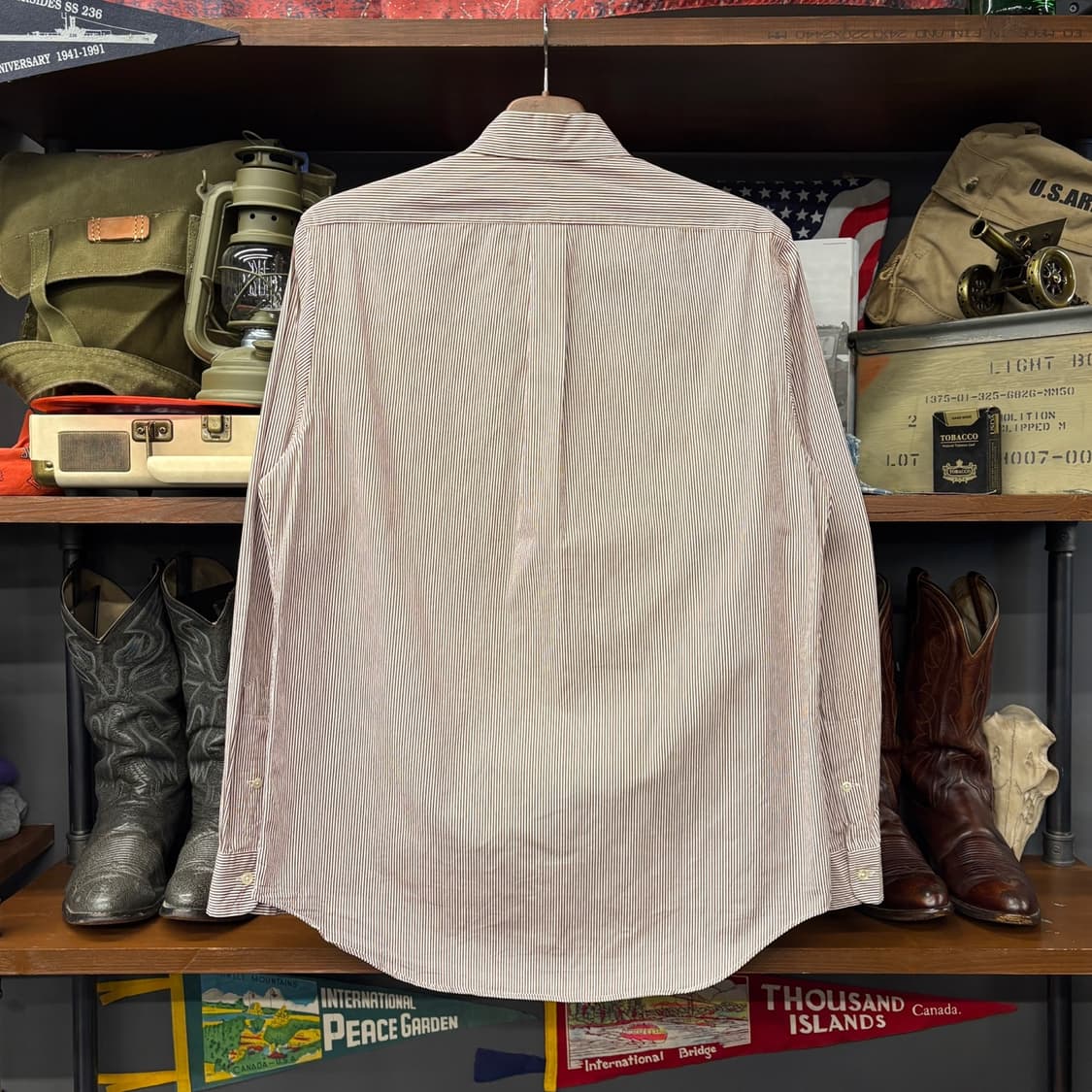 폴로 랄프로렌 신형라벨 마이크로 스트라이프 옥스포드 셔츠 브라운 N332 상품이미지2