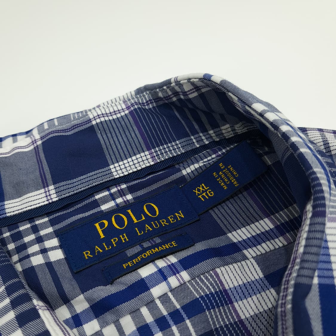 CN764 2XL 폴로 랄프로렌 네이비 엘라스틴 체크 긴팔 셔츠 남방 상품이미지4
