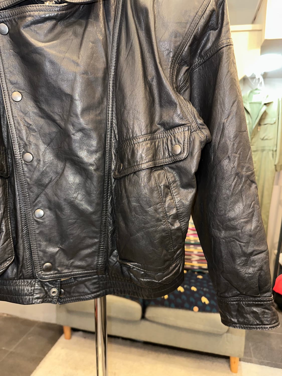 90’s Japanese leather aged rider jacket 상품이미지6