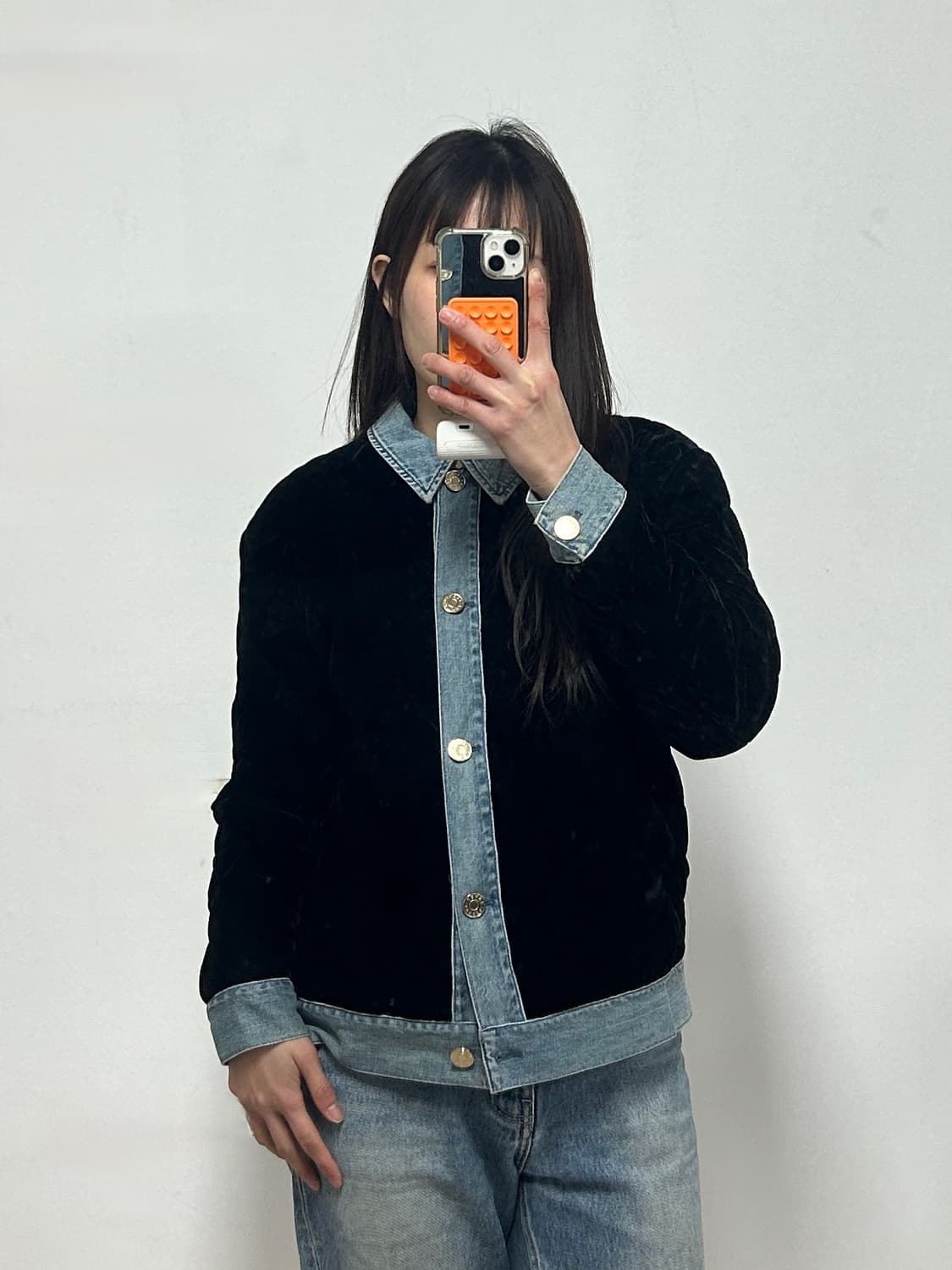 산드로 벨벳 퀼팅 데님 자켓 상품이미지2