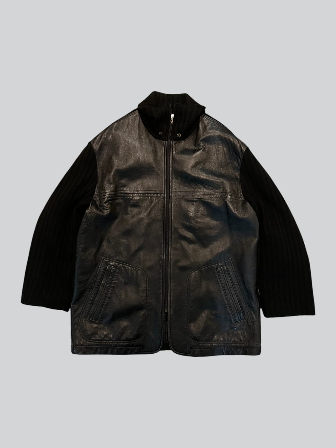 Antrope 양가죽 니트 도킹 코트 상품이미지4