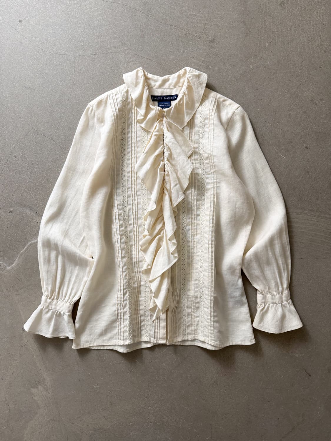 Ralph Lauren 100% Linen Ruffle Blouse 상품이미지1