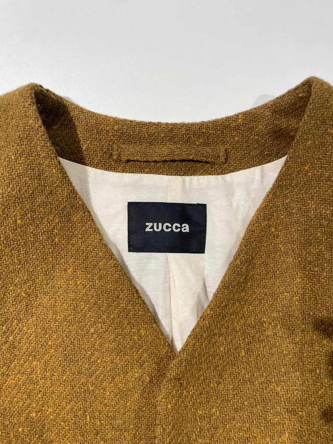 주카 골드 브라운 히든버튼 트위드 울 코트 상품이미지7