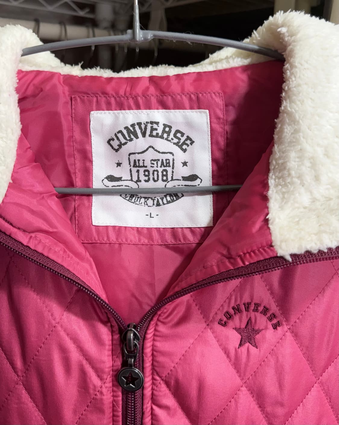 컨버스 핑크 퀼팅 후드 점퍼 상품이미지6