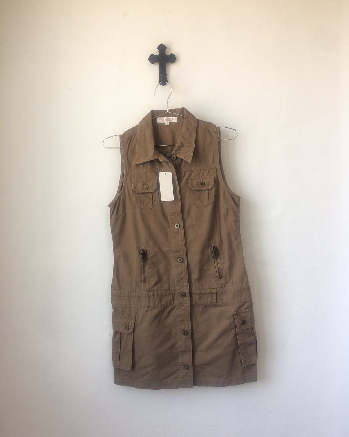 Multi pocket shirt sleeveless onepiece 상품이미지1