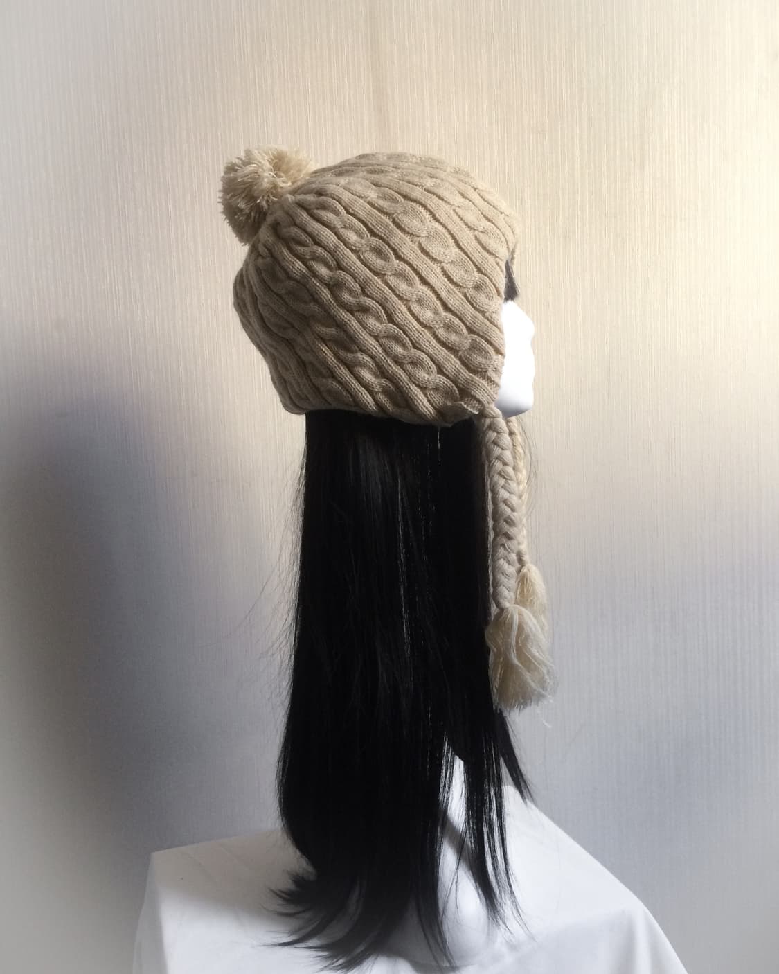 Pom cable pattern beanie 상품이미지1