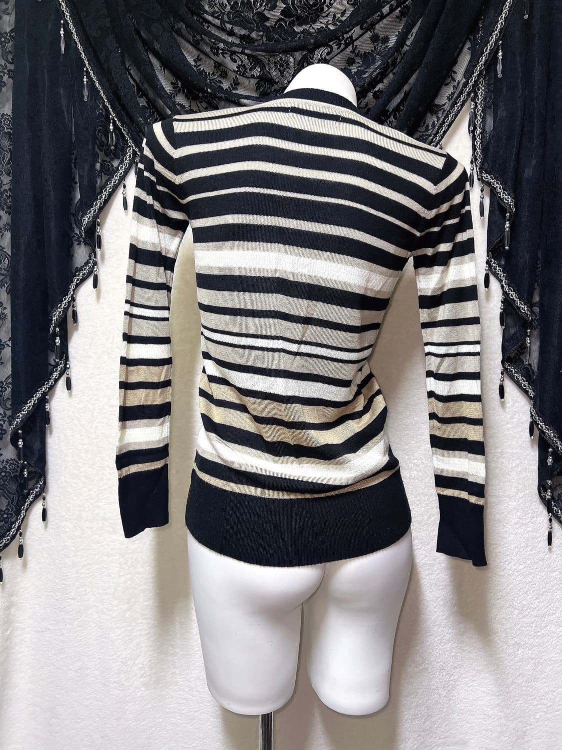 세실맥비 오네갸루 라떼 로맨틱 로걀 스트라이프 니트 가디건 너드 핀터 상품이미지8