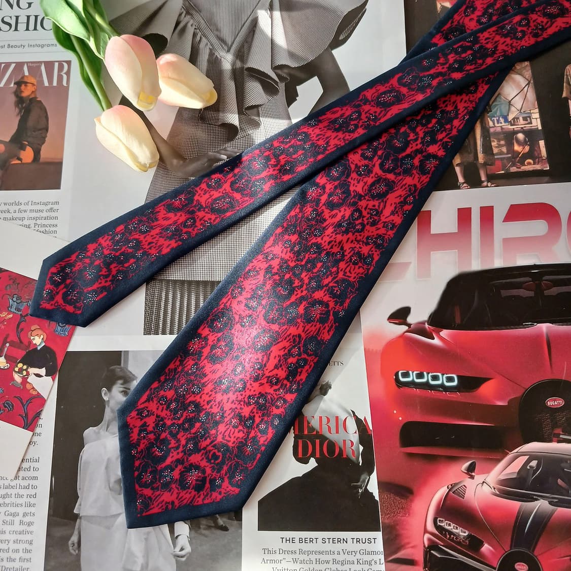 밀라숀 실크 레드 아트 패턴 넥타이 9.2cm A+등급 A19340
 상품이미지5