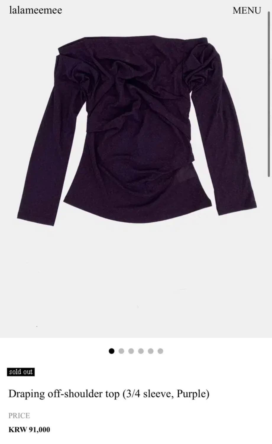라라미미Draping off-shoulder top(3/4 sleeve) 상품이미지1