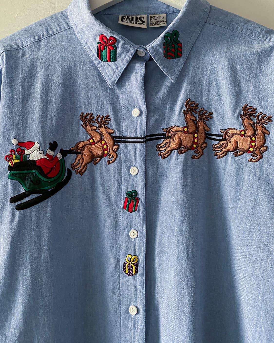 90s 빈티지 크리스마스 자수 셔츠 상품이미지5