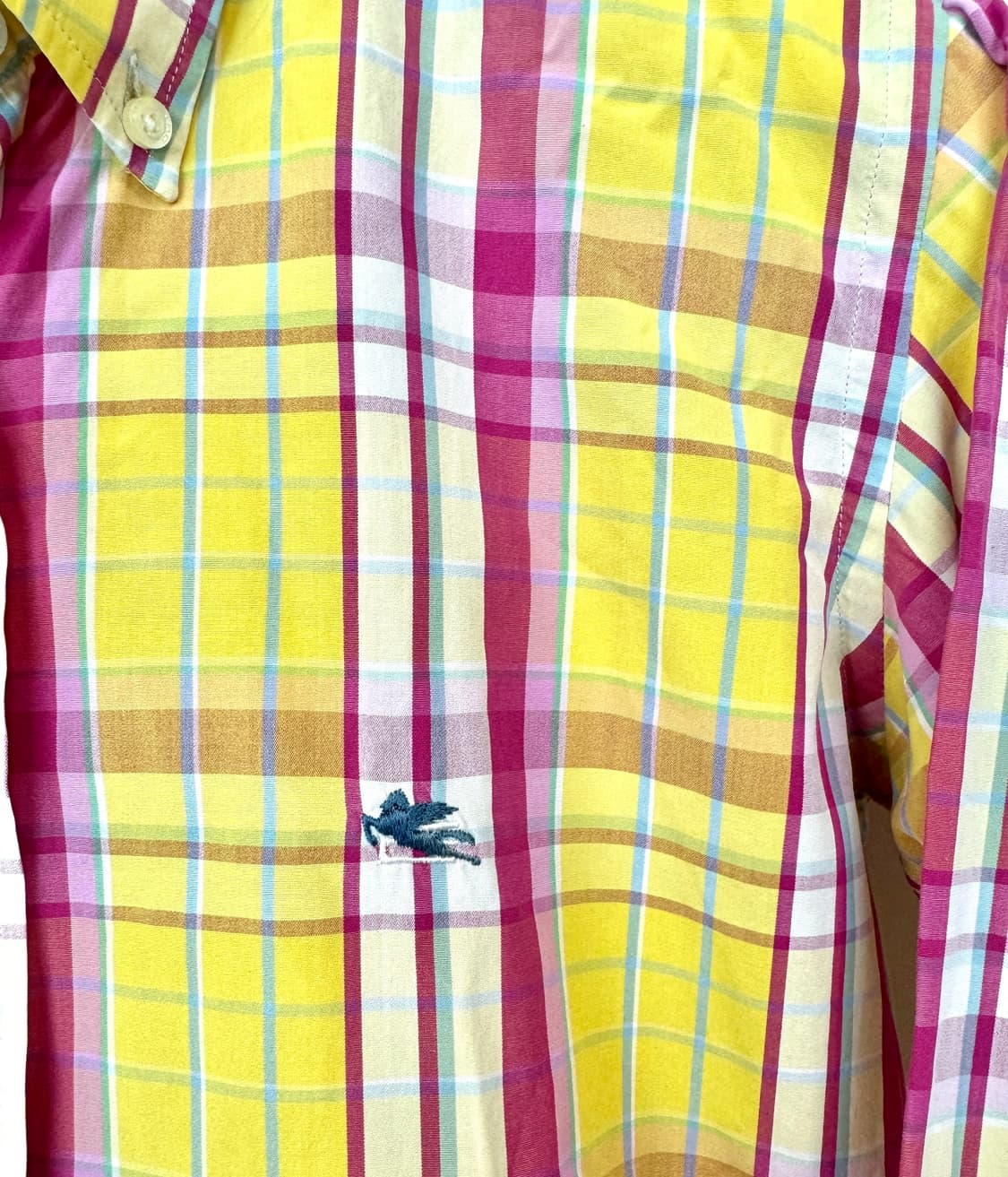 ETRO 에트로 옐로우, 핑크 마드라스 체크 패턴 블라우스 셔츠 42 상품이미지3