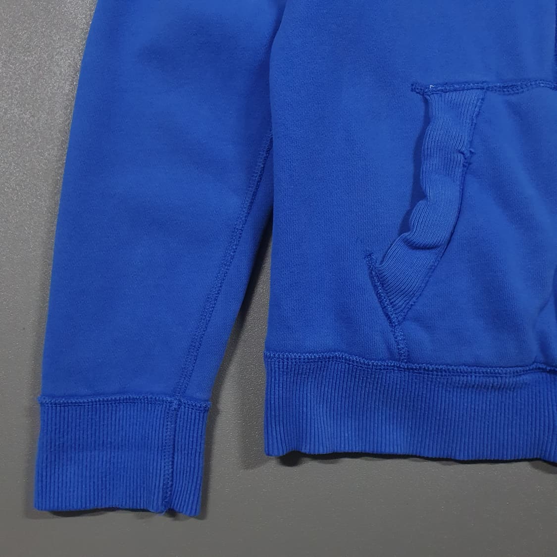 L (100) 아베크롬비 울프죠 양털 쉐르파 후드집업 자켓 블루 희귀 상품이미지4