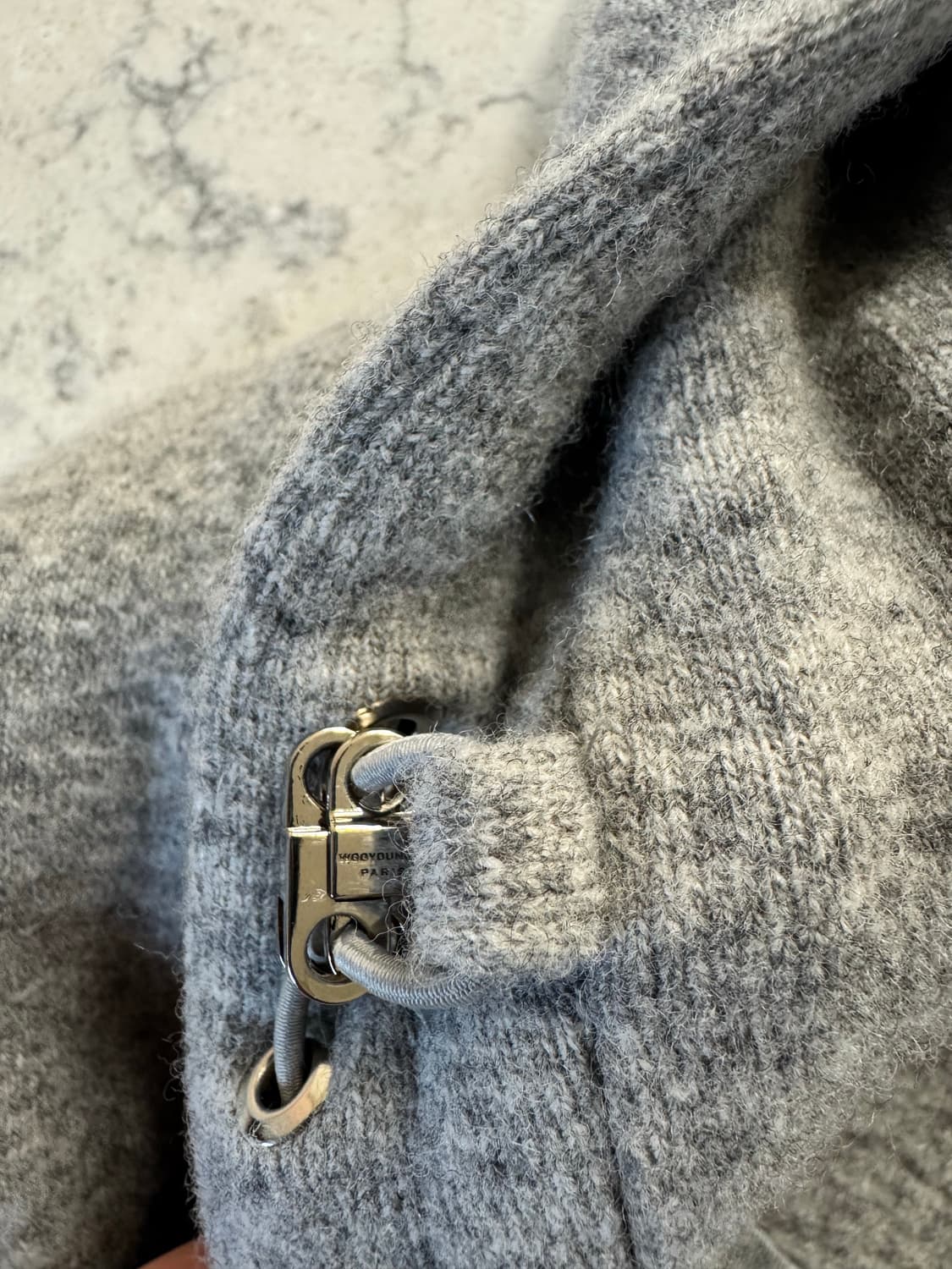 우영미 25fw 그레이 니티드 후드 집업 상품이미지6