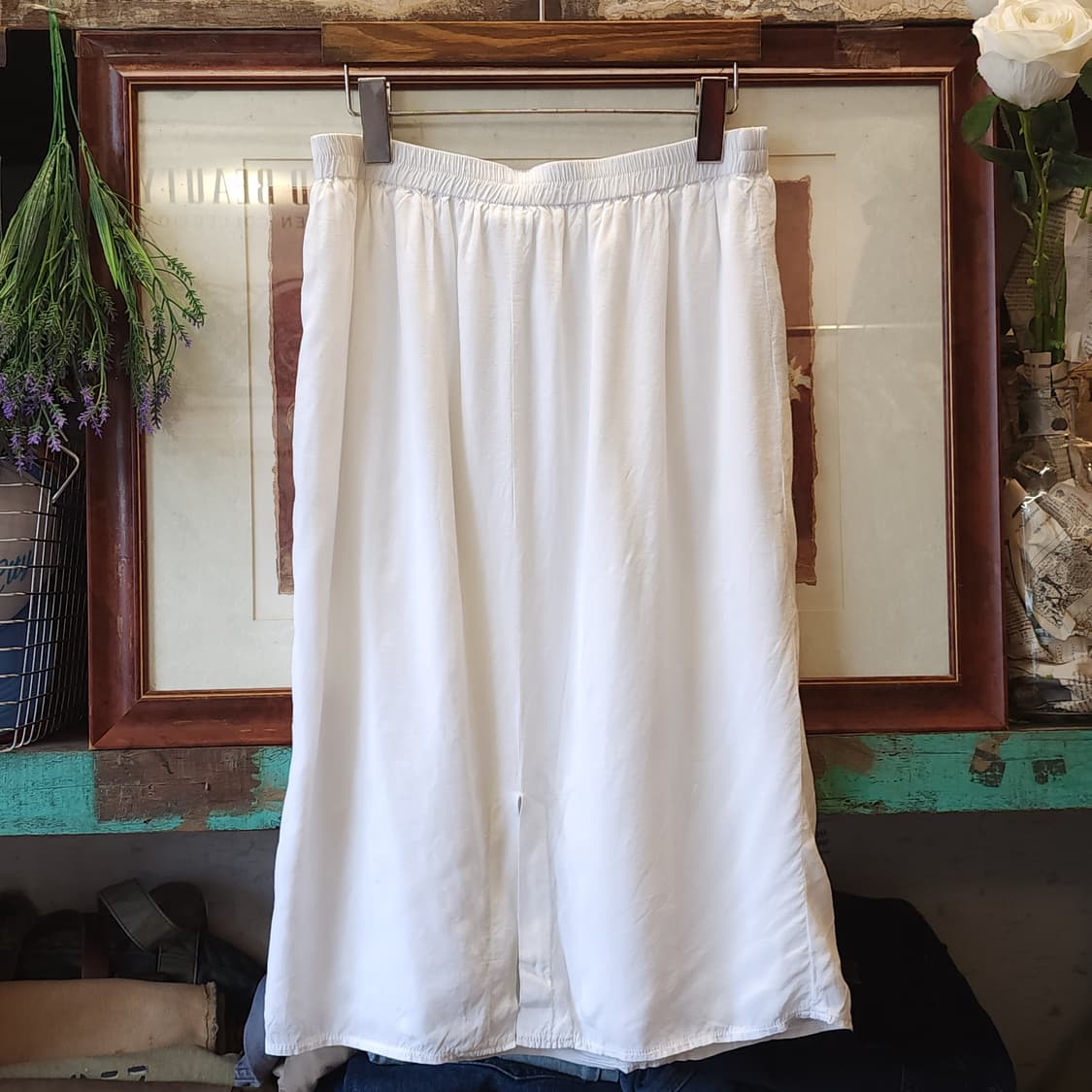 90s 빈티지 스커트 유럽 화이트 롱 스커트 50 상품이미지2