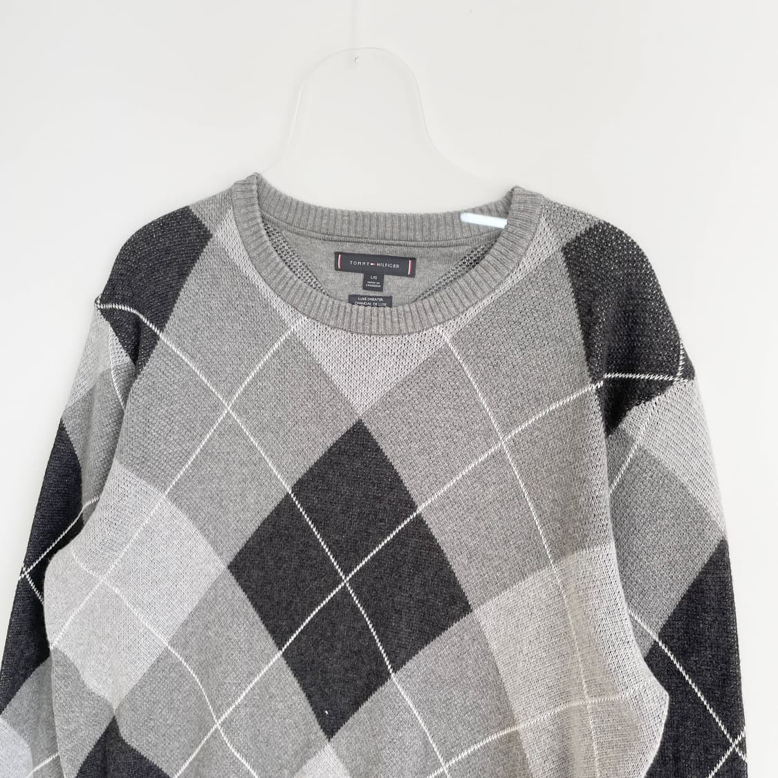 D2 타미힐피거 아가일 체크 니트 스웨터  XL사이즈 상품이미지2