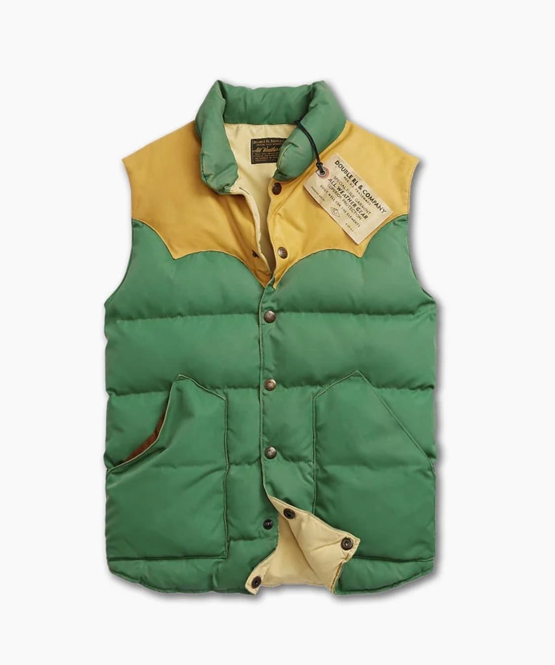 RRL 더블알엘 레더 요크 퀼트 레더 베스트 M 켈리 그린 상품이미지1