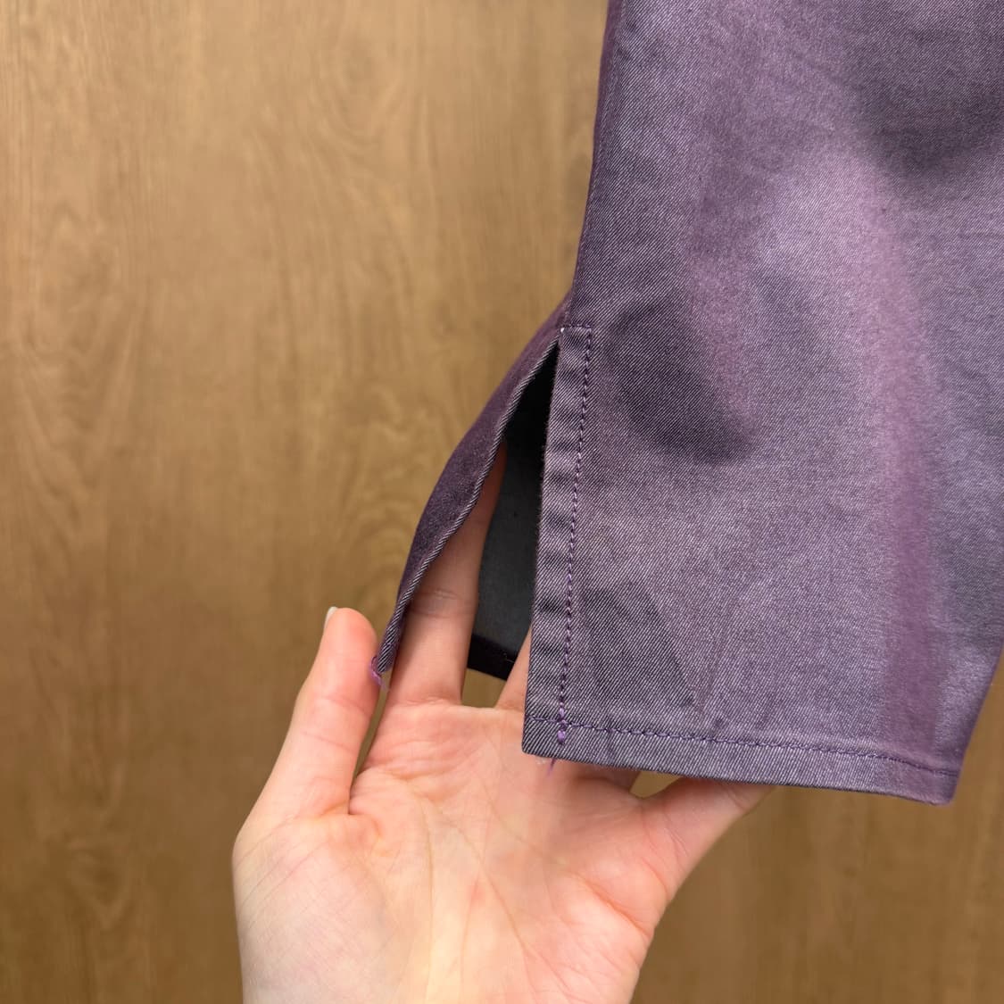 삭스니 와이삭스 크롭 슬랙스 스판 팬츠 사이드슬릿 디테일 퍼플 상품이미지6