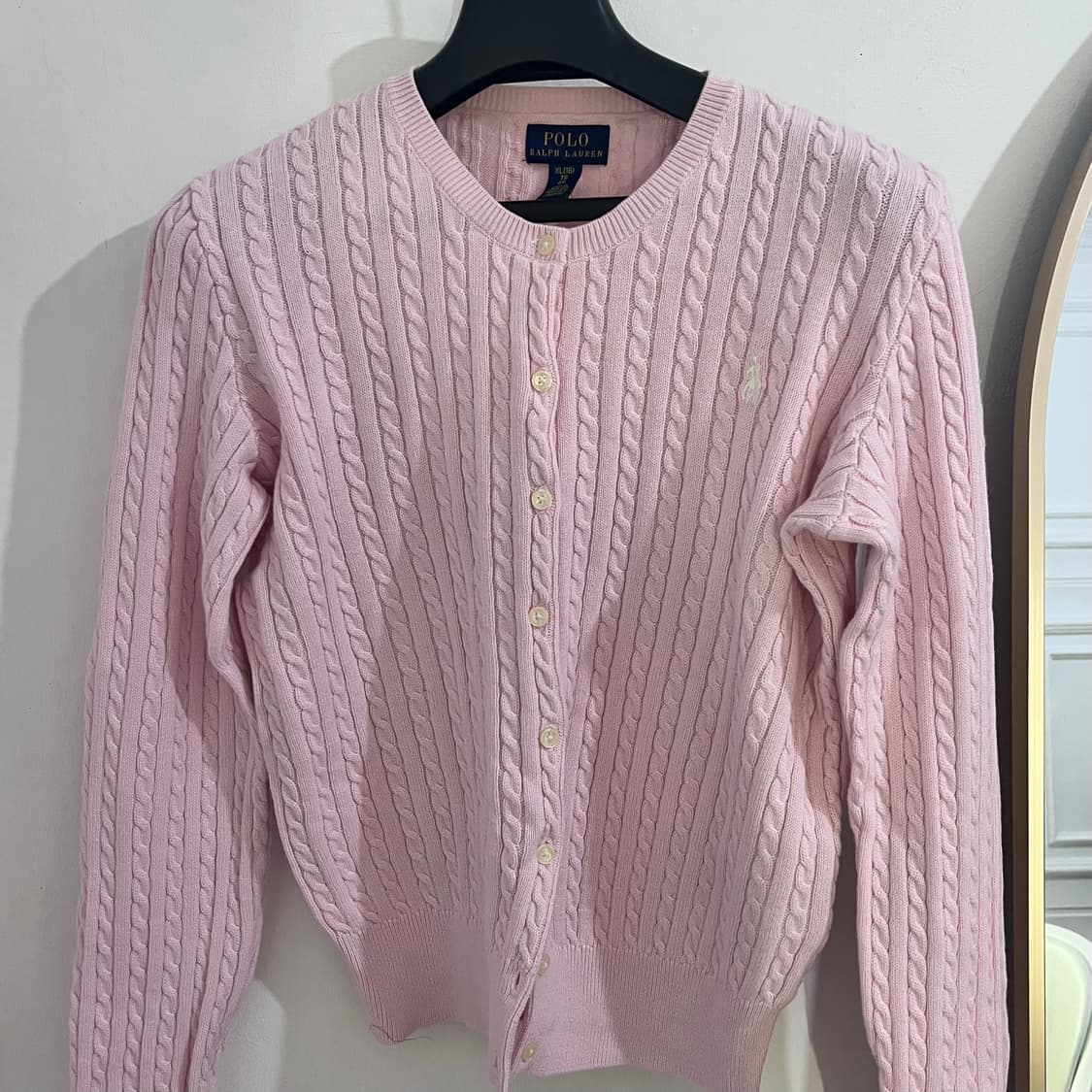 폴로 랄프로렌 핑크 케이블 니트 가디건 XL(정품/거의새상품) 상품이미지1