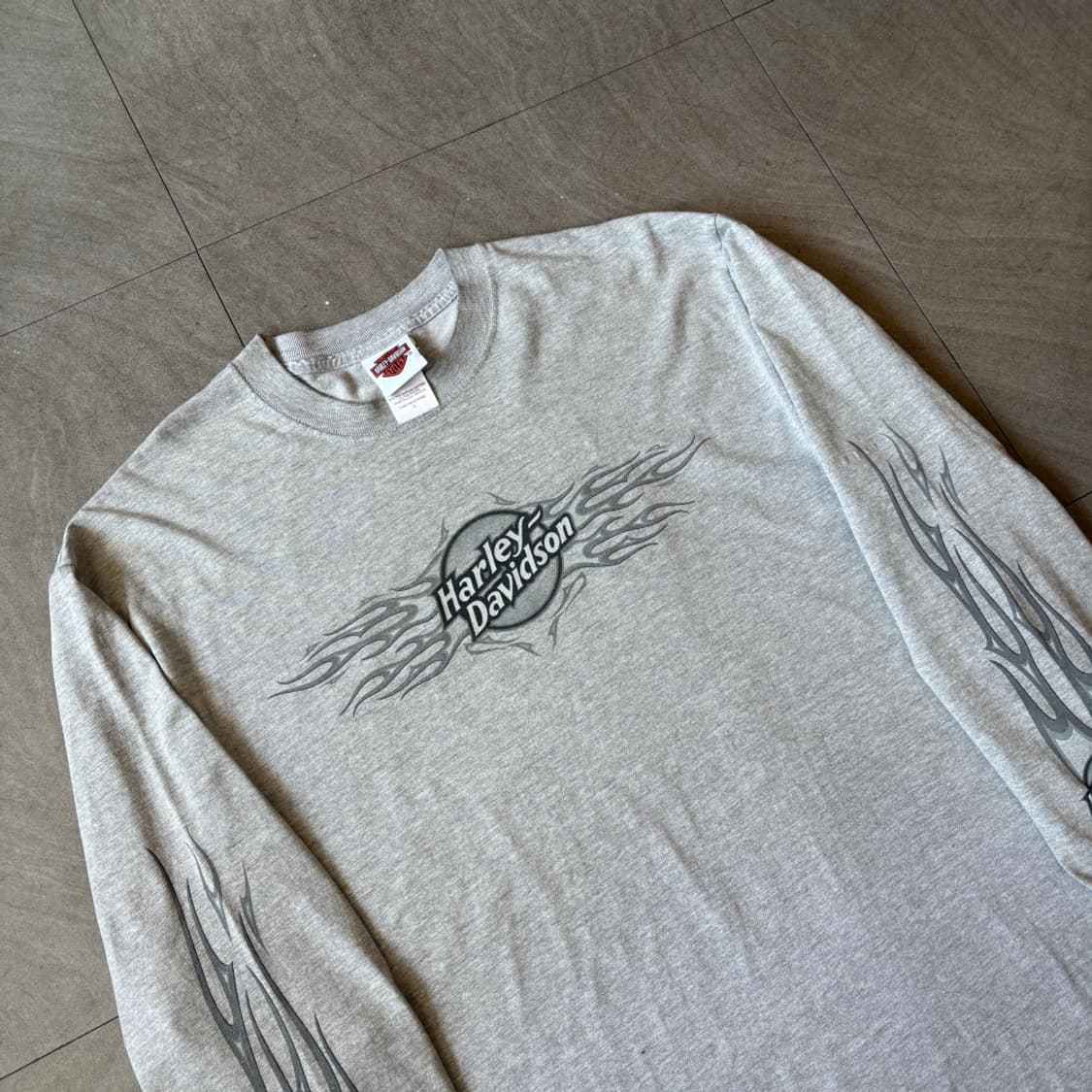 할리데이비슨 미국 생산 그레이 플레임 긴팔 티셔츠 상품이미지2