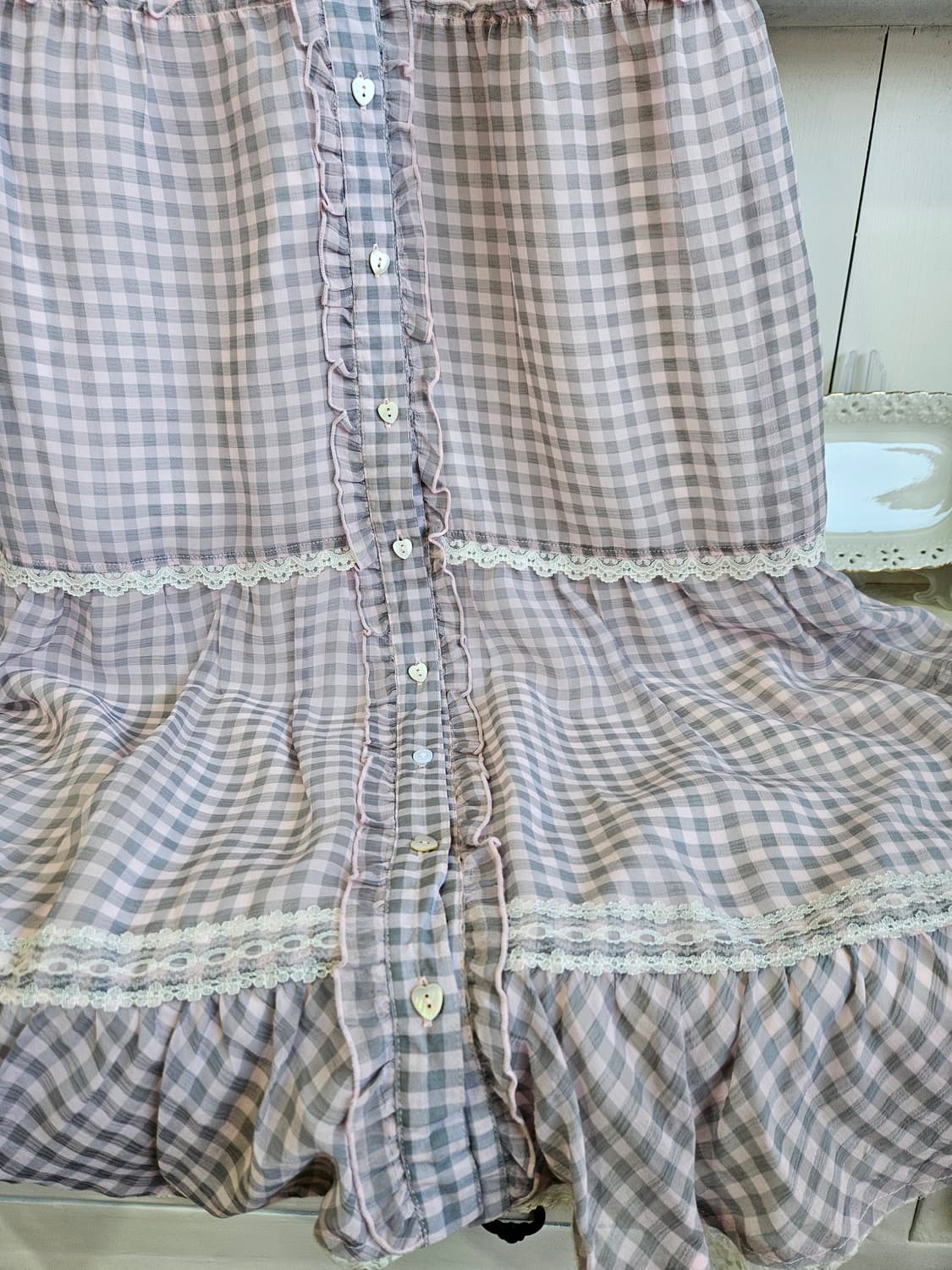 트랄라라(Tralala) 체크 레이스 롱 원피스 상품이미지5