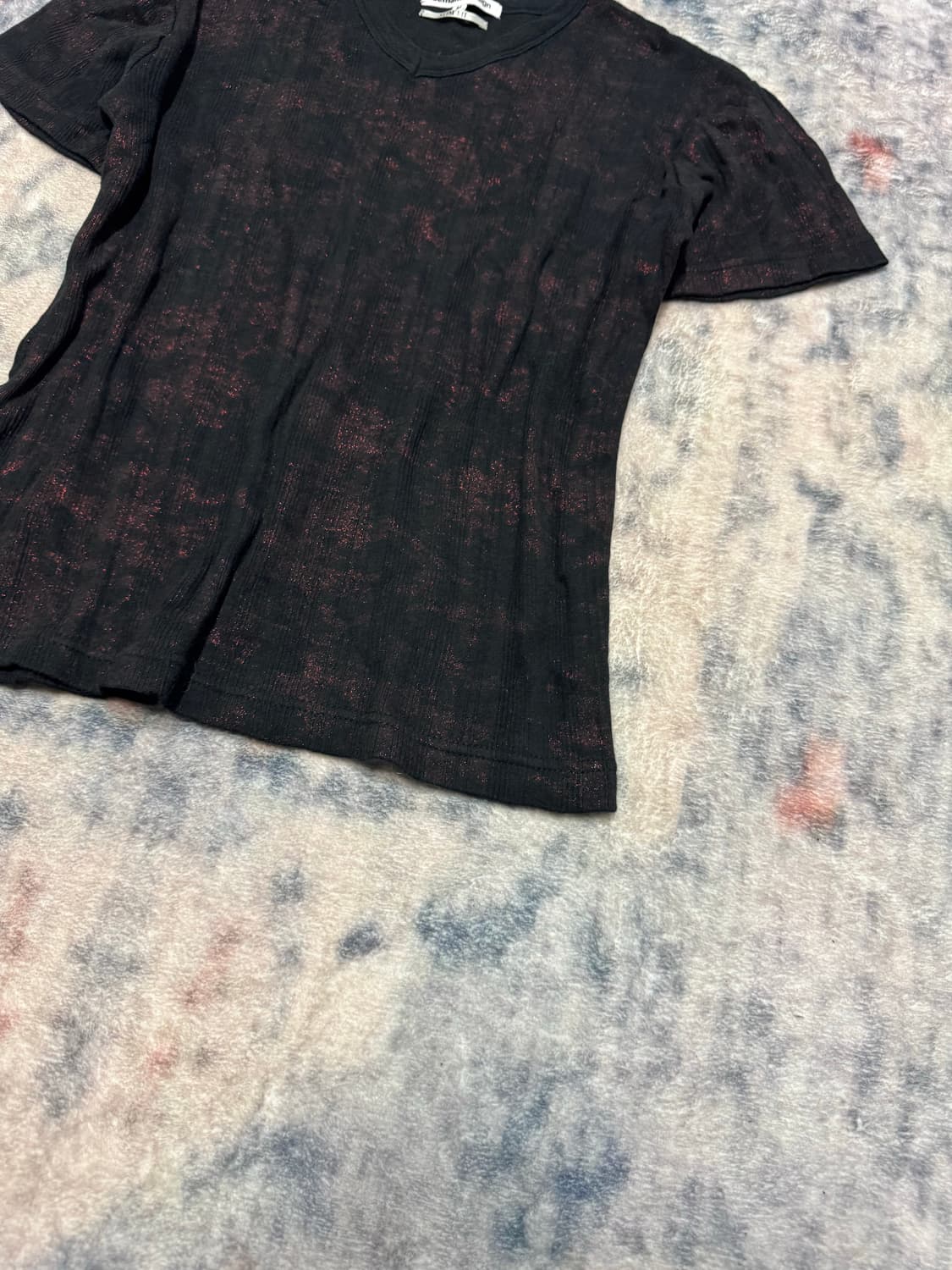Semantic design red glitter ribbed top 상품이미지6