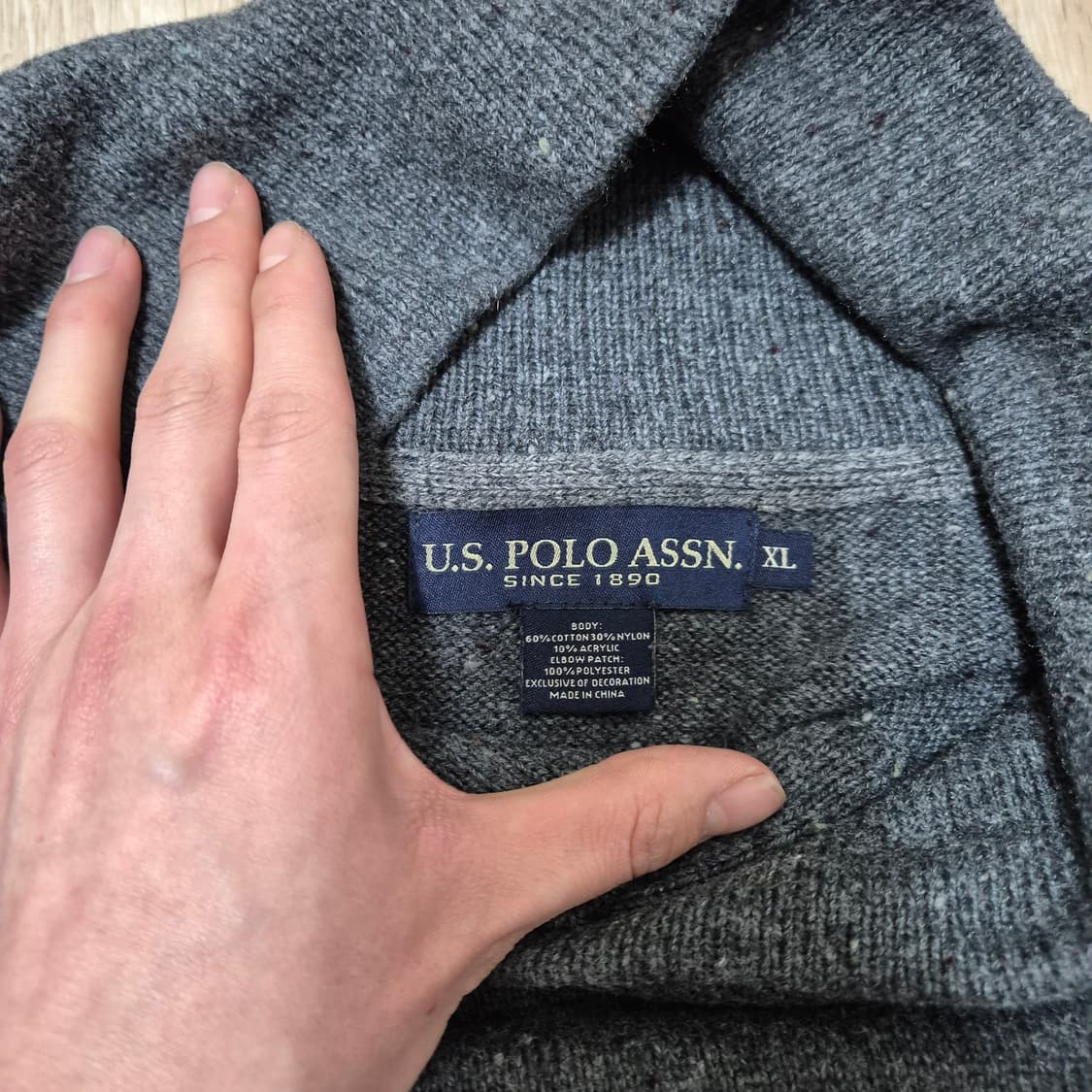 US 폴로 아센 숄카라 엘보우패치 니트 스웨터 XL(105) 상품이미지5