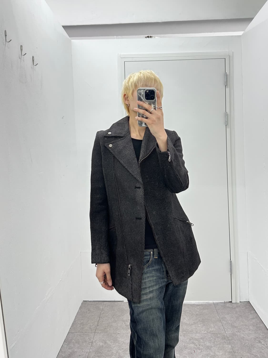 5351 pour les Femmes Asymmetric Zip Wool 상품이미지8