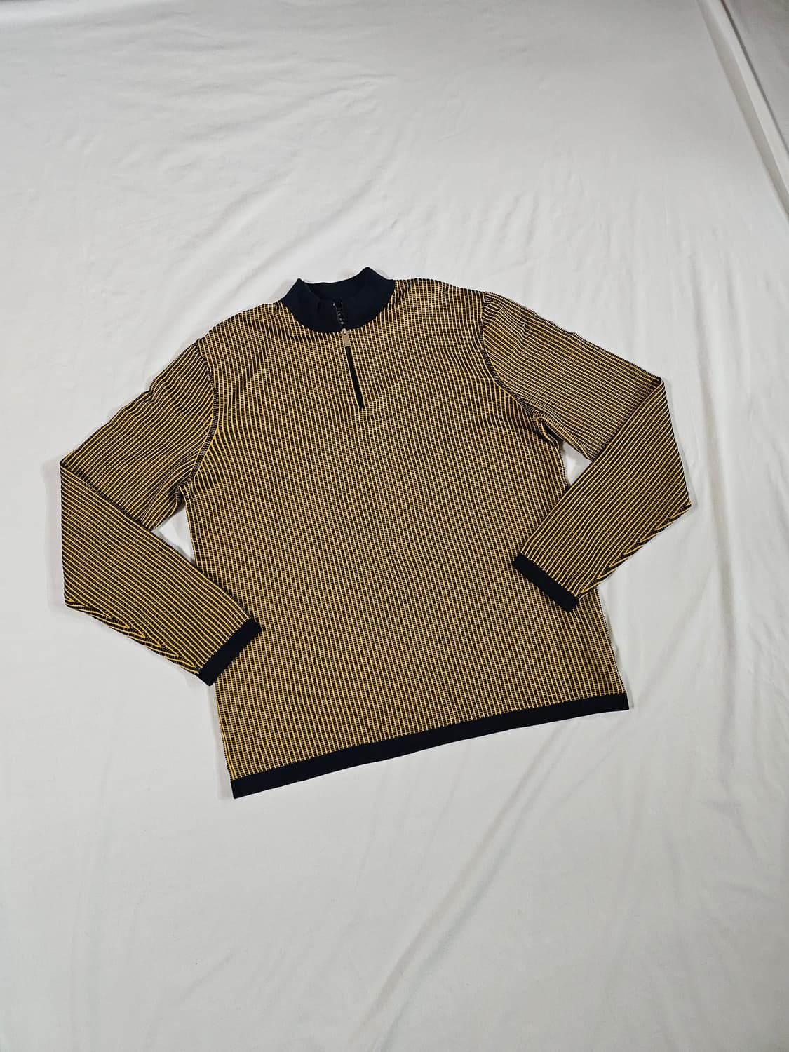 [L] COS 코스 옐로우 스트라이프 하프집업 코튼 니트 상품이미지4