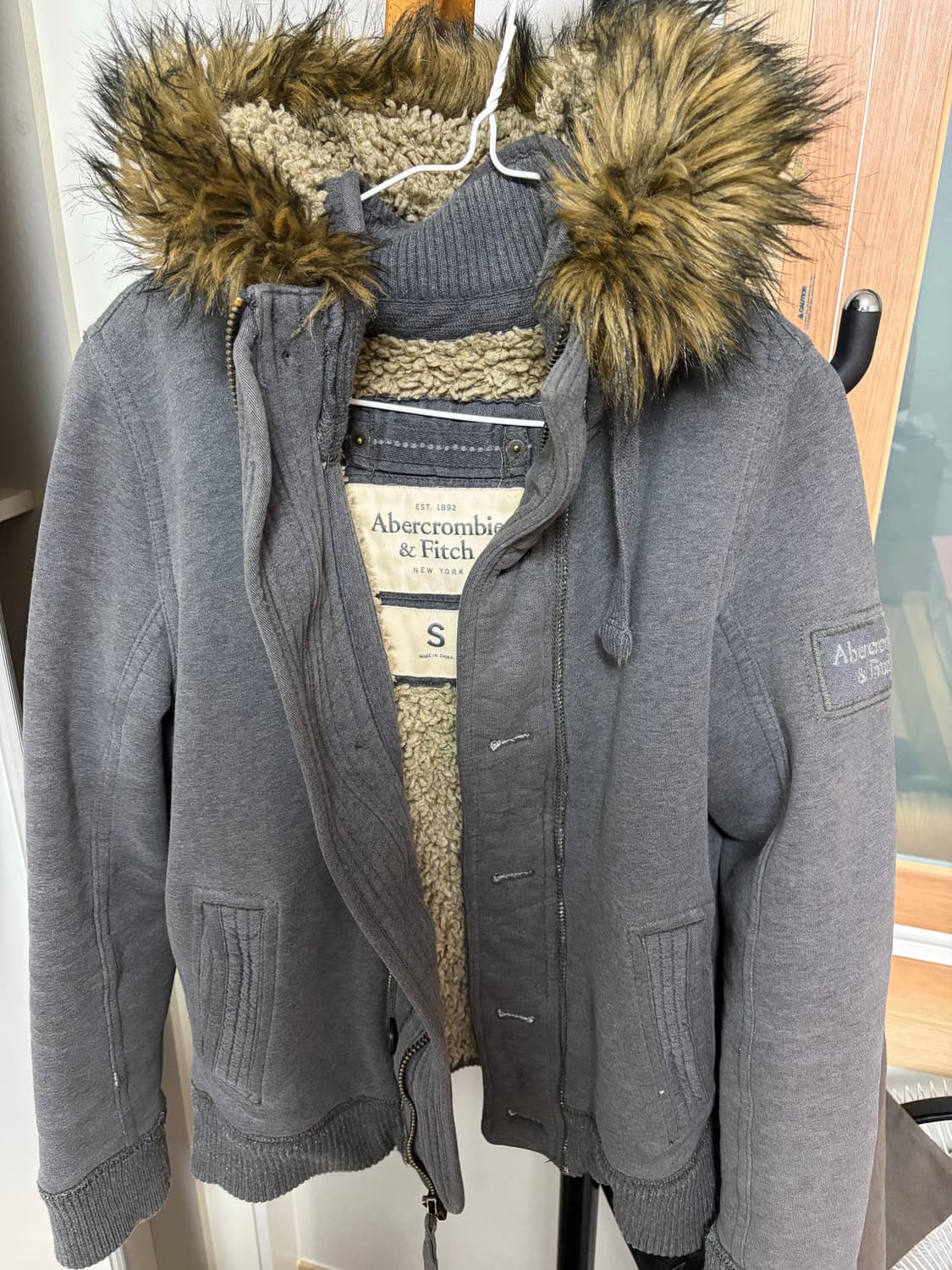 아베크롬비 퍼 후드집업 그레이 상품이미지2