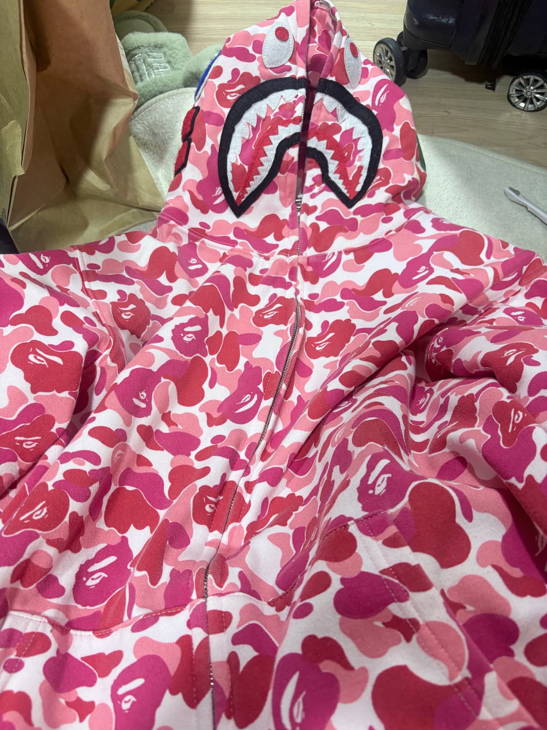 베이프 ABC 카모 샤크 후드 WGM 풀 집업 핑크 상품이미지2