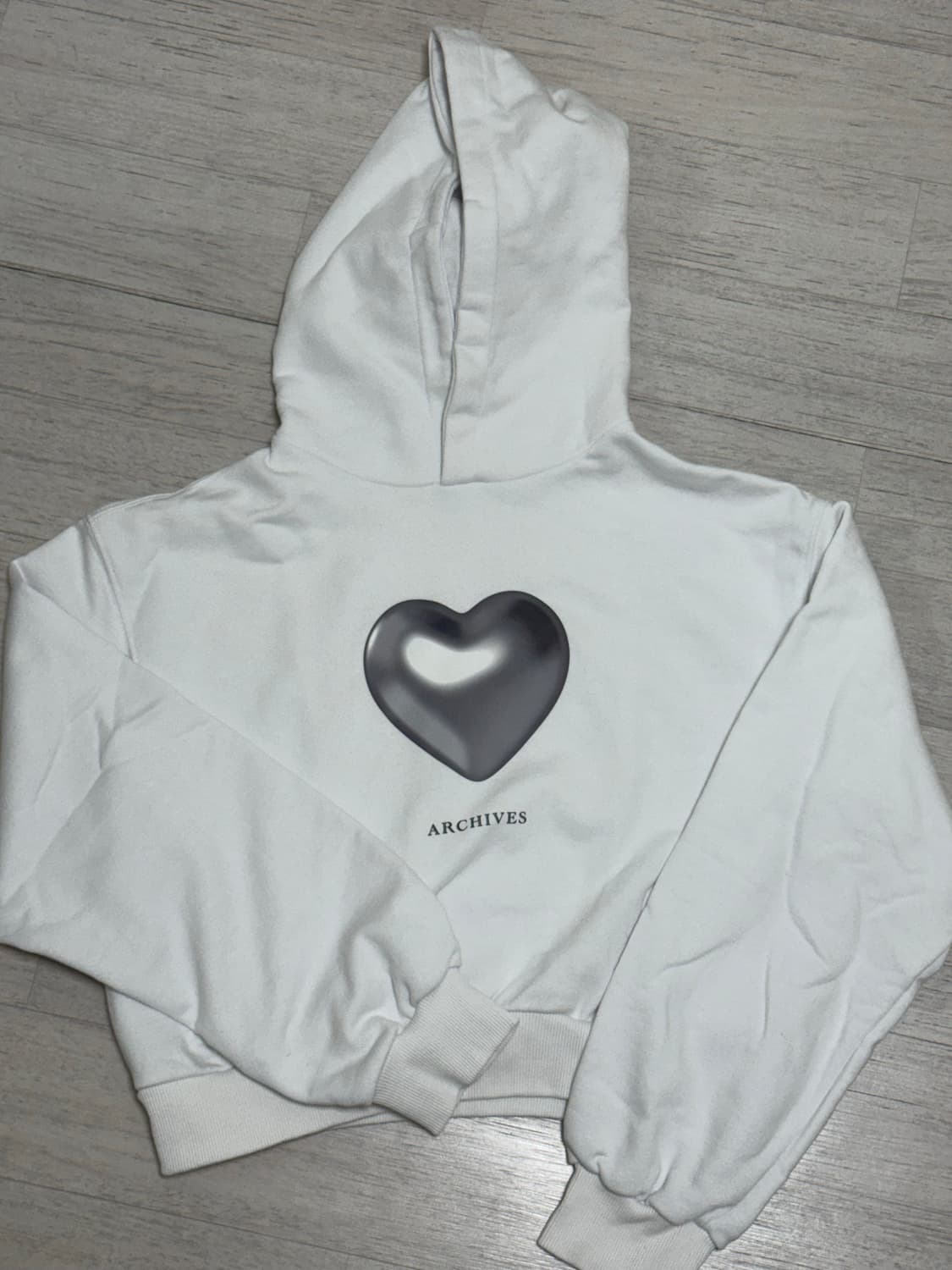 2000아카이브스 후드티 화이트 Crop Matt Love Hoodie 상품이미지3