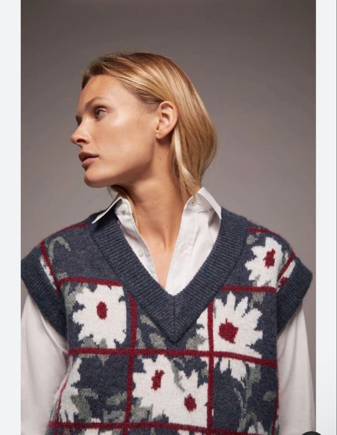 자라 플라워 패턴 니트 베스트 니트 조끼 상품이미지2