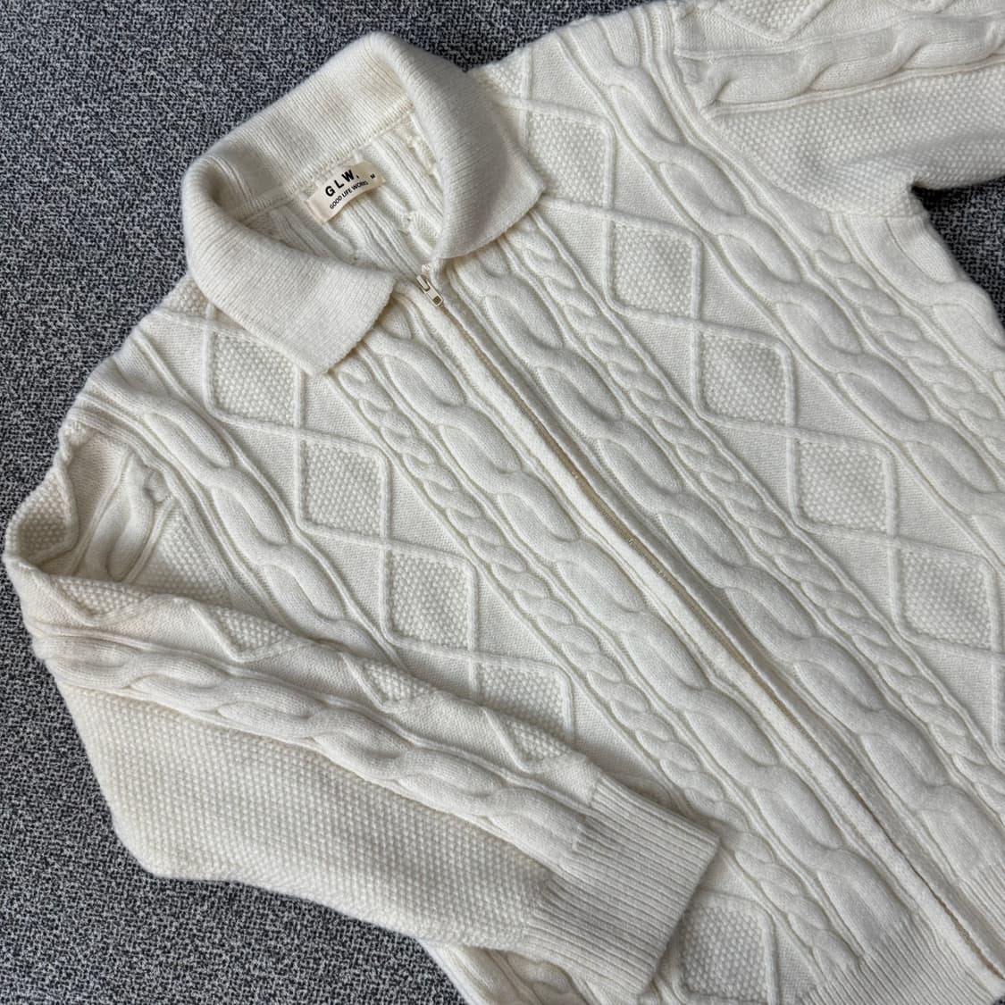 굿라이프웍스 케이블 니트 집업 상품이미지2