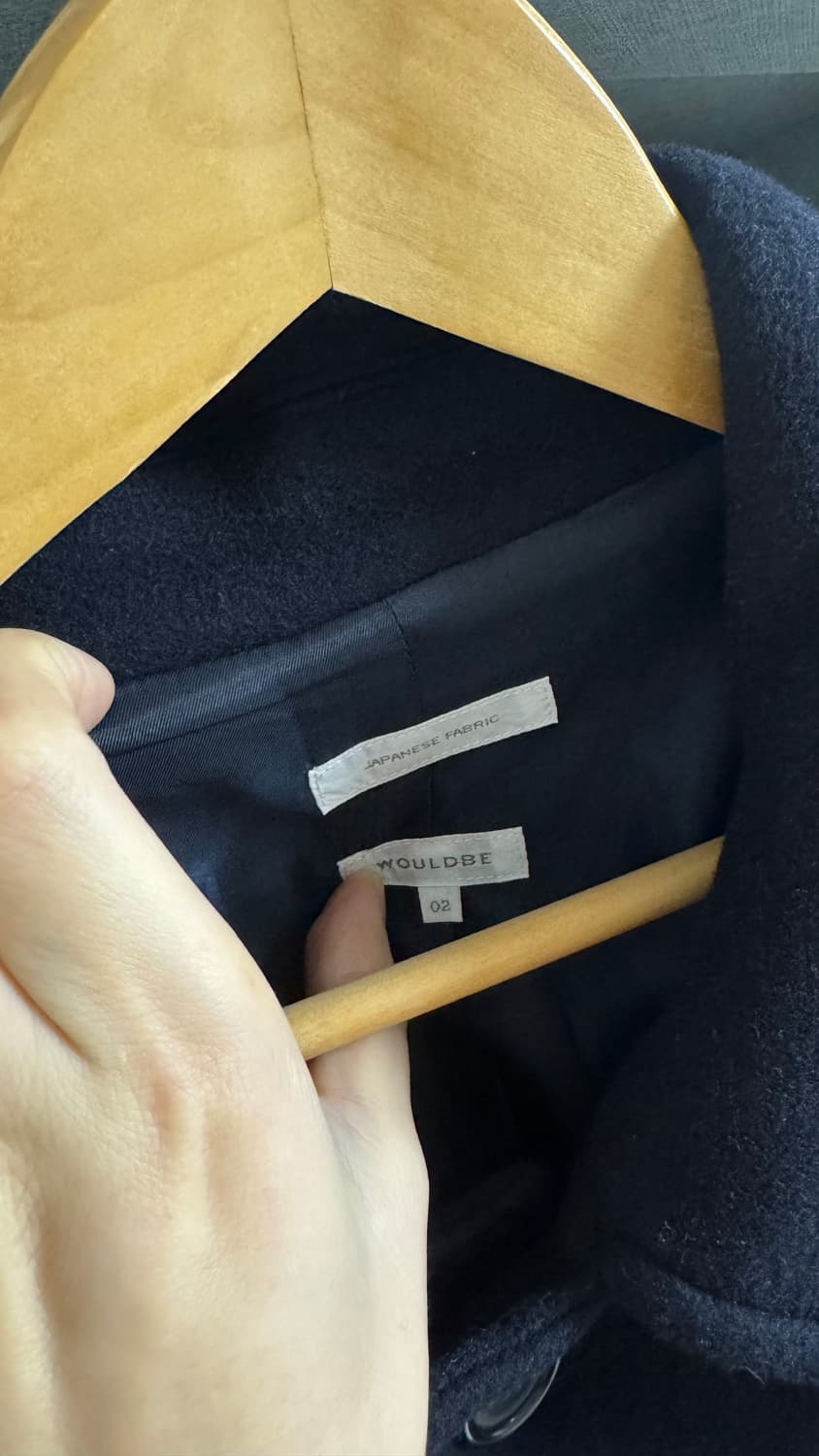 우드비 울 못사 레더 코트 네이비 2 wouldbe 상품이미지2