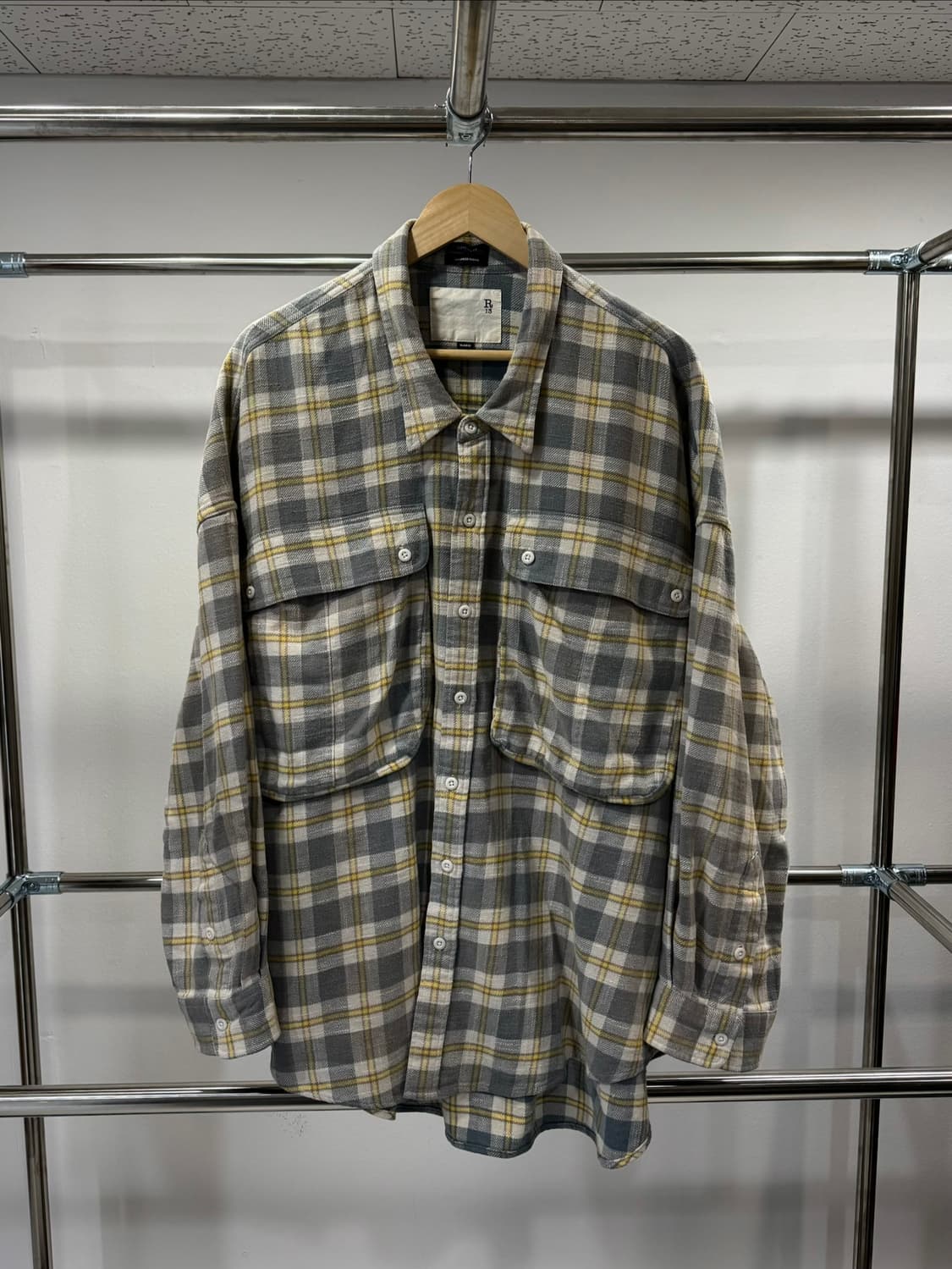 R13 — Oversized Pocket Drop Neck Flannel 상품이미지1